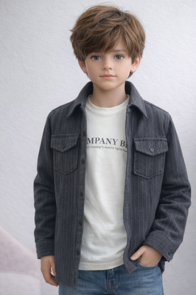 Çizgili Oduncu Gömlek & Tişört Takımı