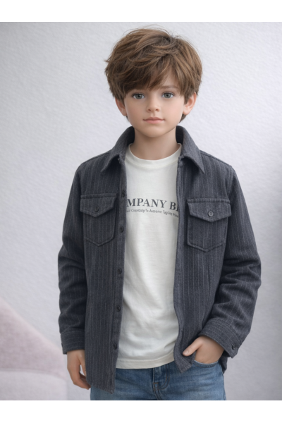 Çizgili Oduncu Gömlek & Tişört Takımı