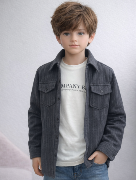 Çizgili Oduncu Gömlek & Tişört Takımı